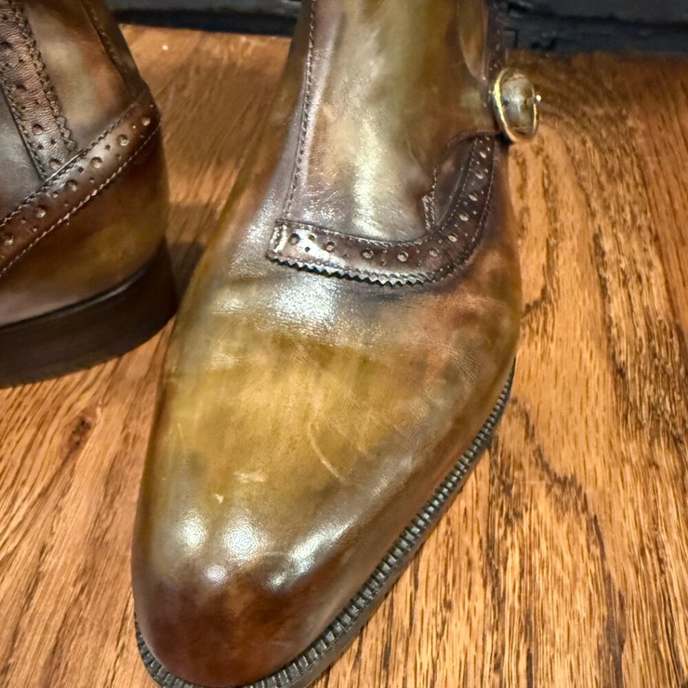 Berluti Paris Atelier Sur Mesure Monk Strap Wing Tip Style Ankle Boots Fits 7 - Picture 6 of 10